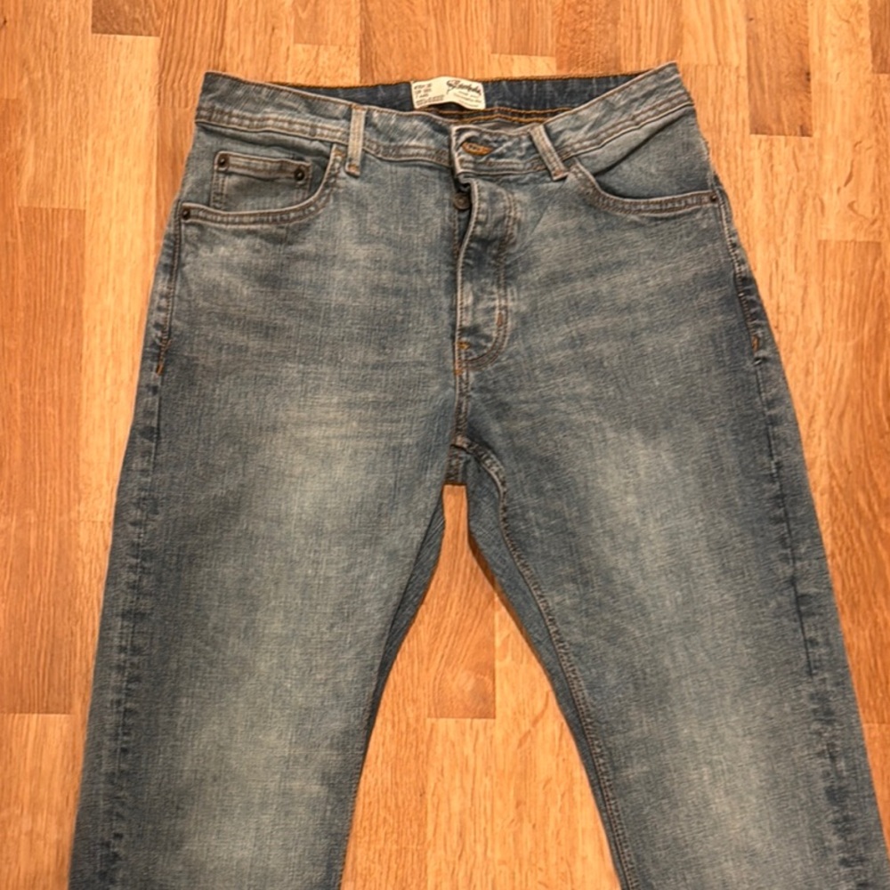 Blue Relaxed Fit Jeans with Faded Look